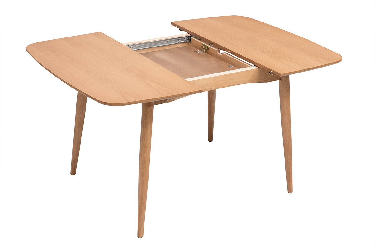 Table extensible rallonges int�gr�es carr�e en bois clair ch�ne L100-140 cm HELMA