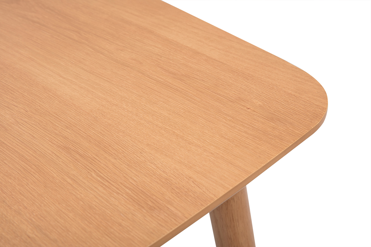 Table extensible rallonges int�gr�es carr�e en bois clair ch�ne L100-140 cm HELMA