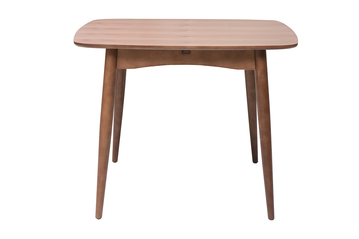 Table extensible rallonges int�gr�es carr�e en bois fonc� noyer L100-140 cm HELMA