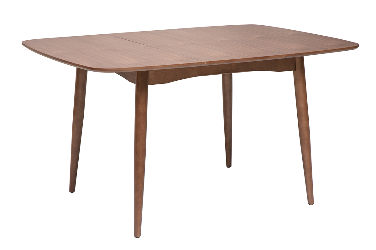 Table extensible rallonges int�gr�es carr�e en bois fonc� noyer L100-140 cm HELMA