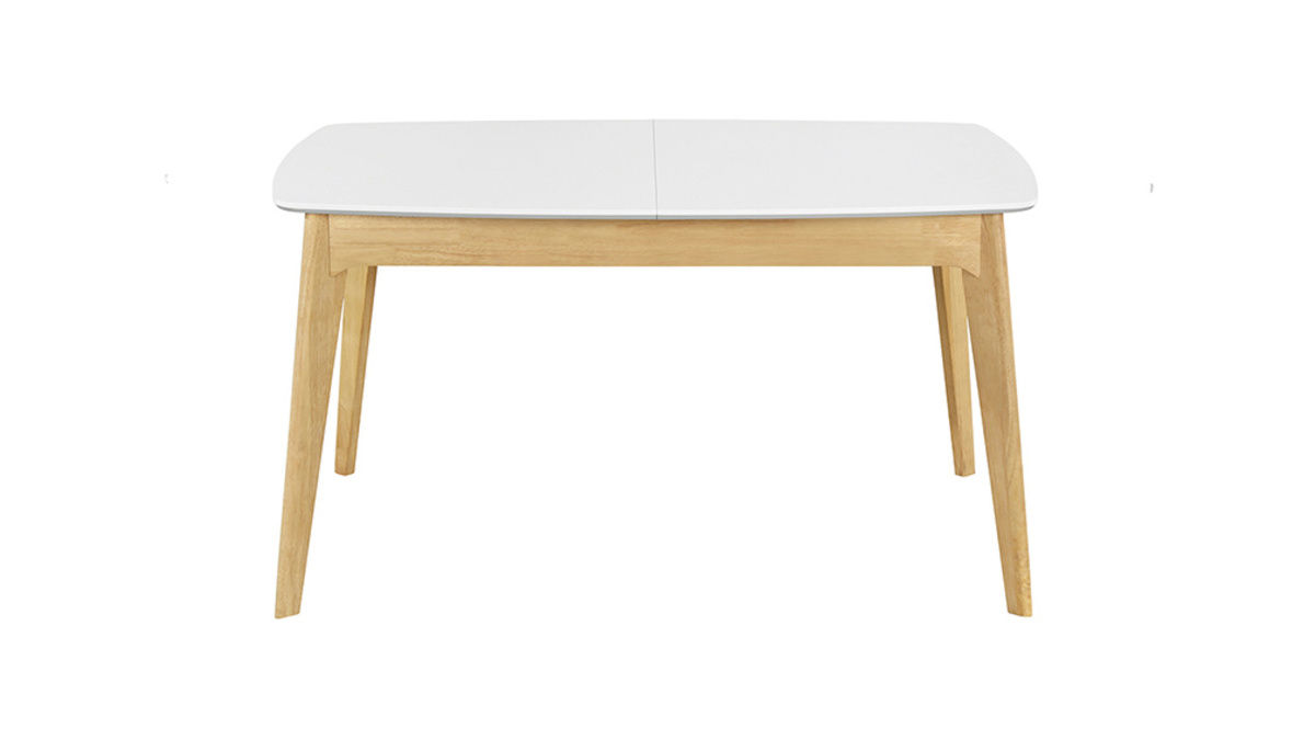 Table extensible rallonges intgres rectangulaire blanc et bois L140-180 cm MEENA