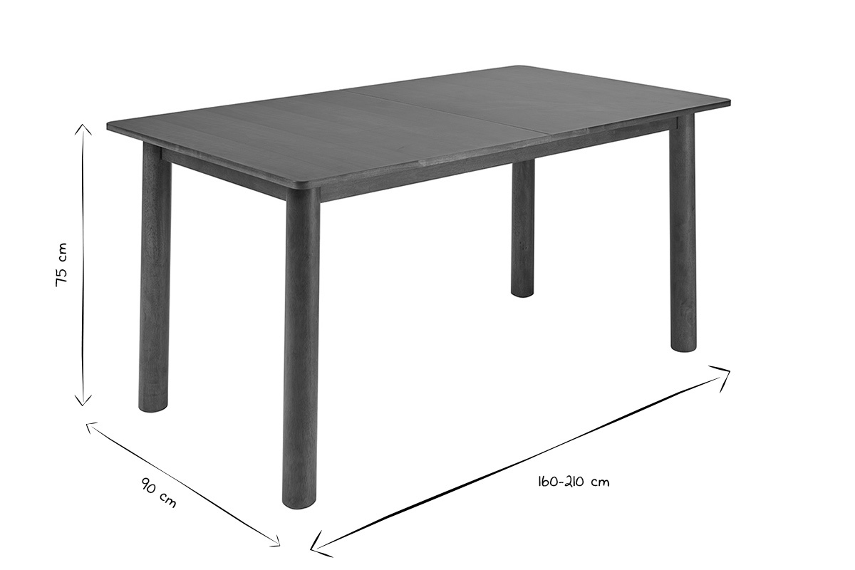 Table extensible rallonges int�gr�es rectangulaire bois fonc� noyer L160-210 cm CLAUDIE
