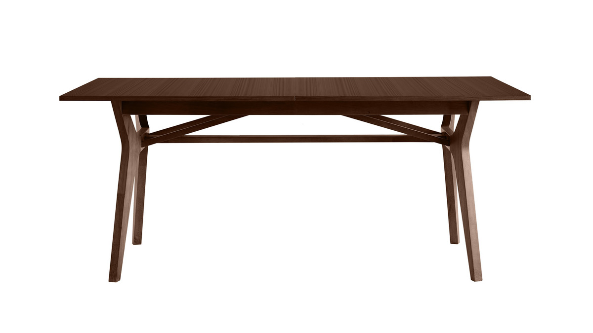 Table extensible rallonges intgres rectangulaire bois fonc noyer L180-220 cm FOSTER