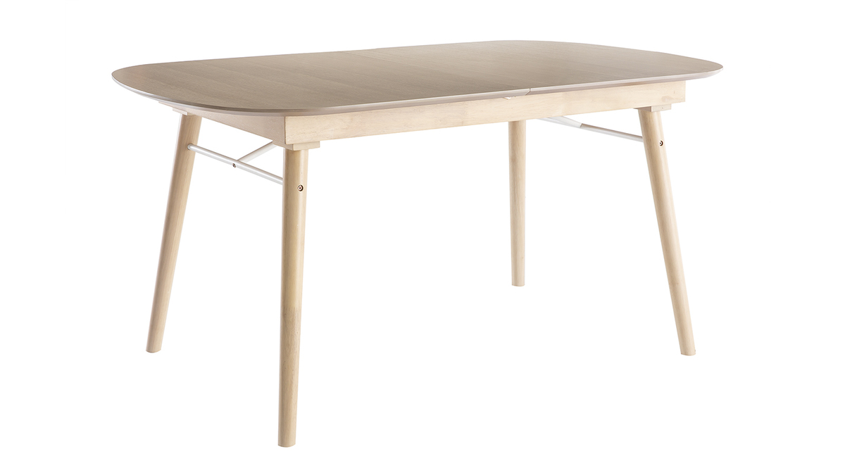 Table extensible rallonges intgres rectangulaire en bois clair chne L150-180 cm SHELDON