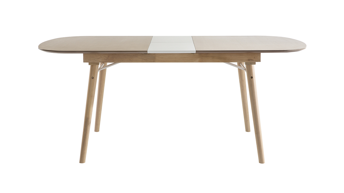Table extensible rallonges intgres rectangulaire en bois clair chne L150-180 cm SHELDON