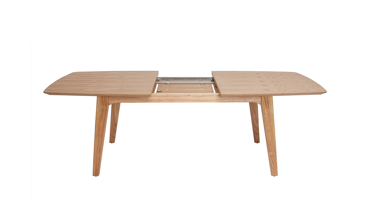 Table extensible rallonges intgres rectangulaire en bois clair L180-230 cm FIFTIES