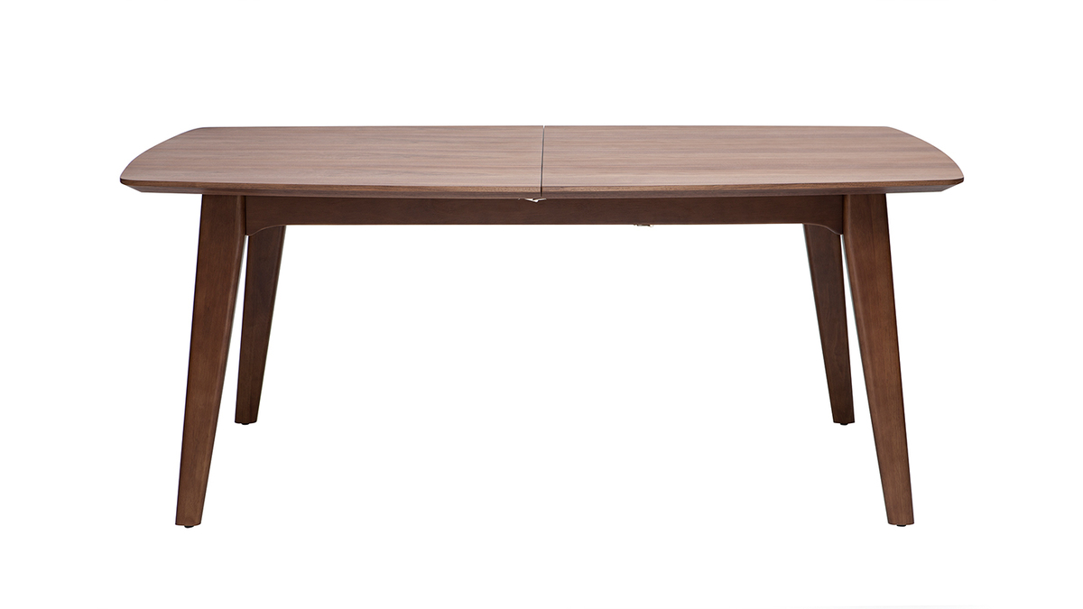 Table extensible rallonges intégrées rectangulaire en bois foncé noyer L180-230 cm FIFTIES