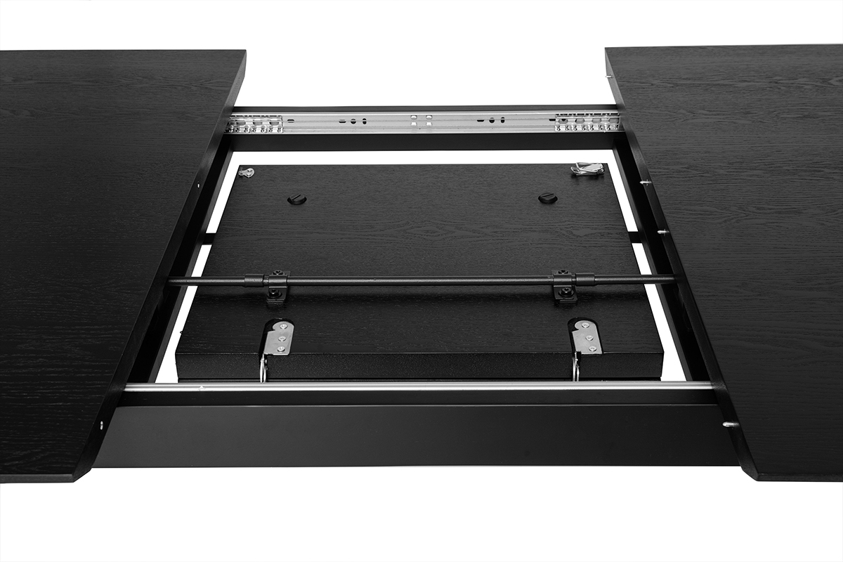 Table extensible rallonges intgres rectangulaire en bois noir frne L180-230 cm FIFTIES