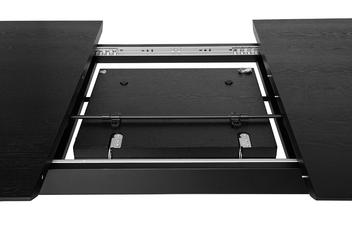 Table extensible rallonges intgres rectangulaire en bois noir frne L180-230 cm FIFTIES