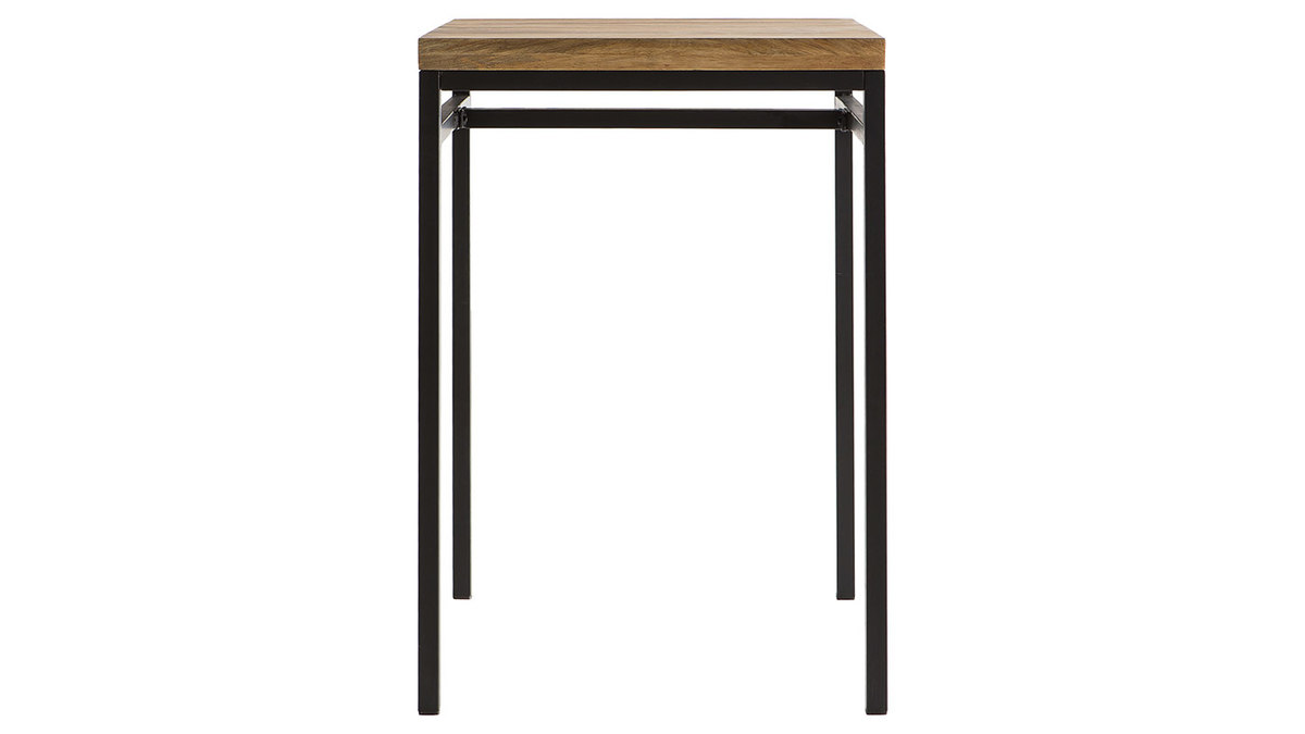 Table haute carre en manguier massif et mtal noir L70 cm YPSTER