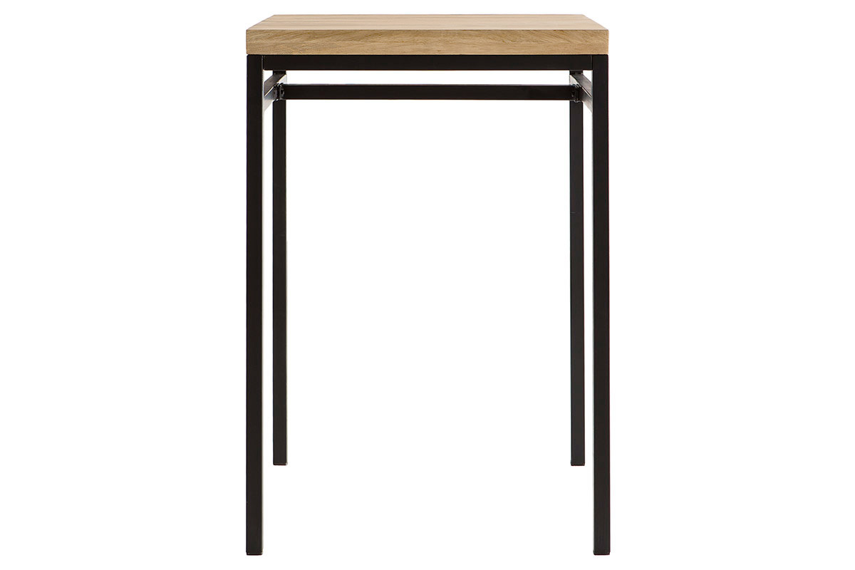 Table haute carr�e en manguier massif et m�tal noir L70 cm YPSTER