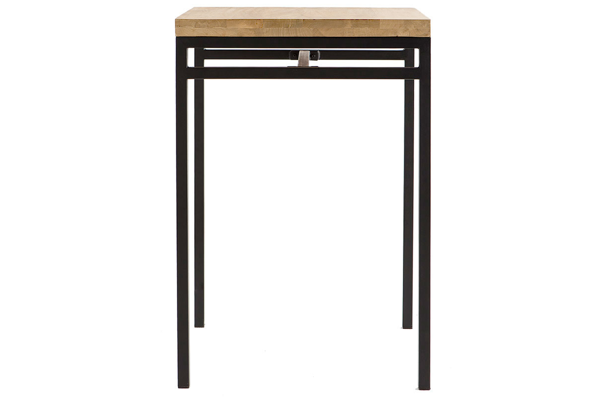 Table haute carr�e en manguier massif et m�tal noir L70 cm YPSTER