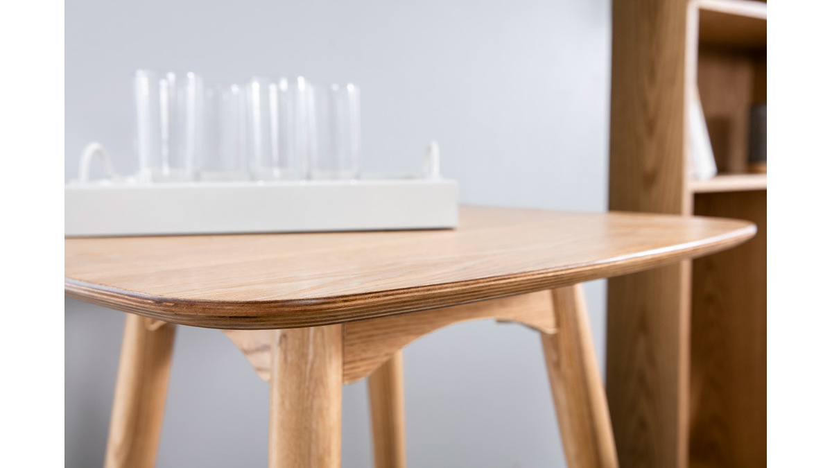 Table haute carre frne naturel scandinave L60 cm BALTIK