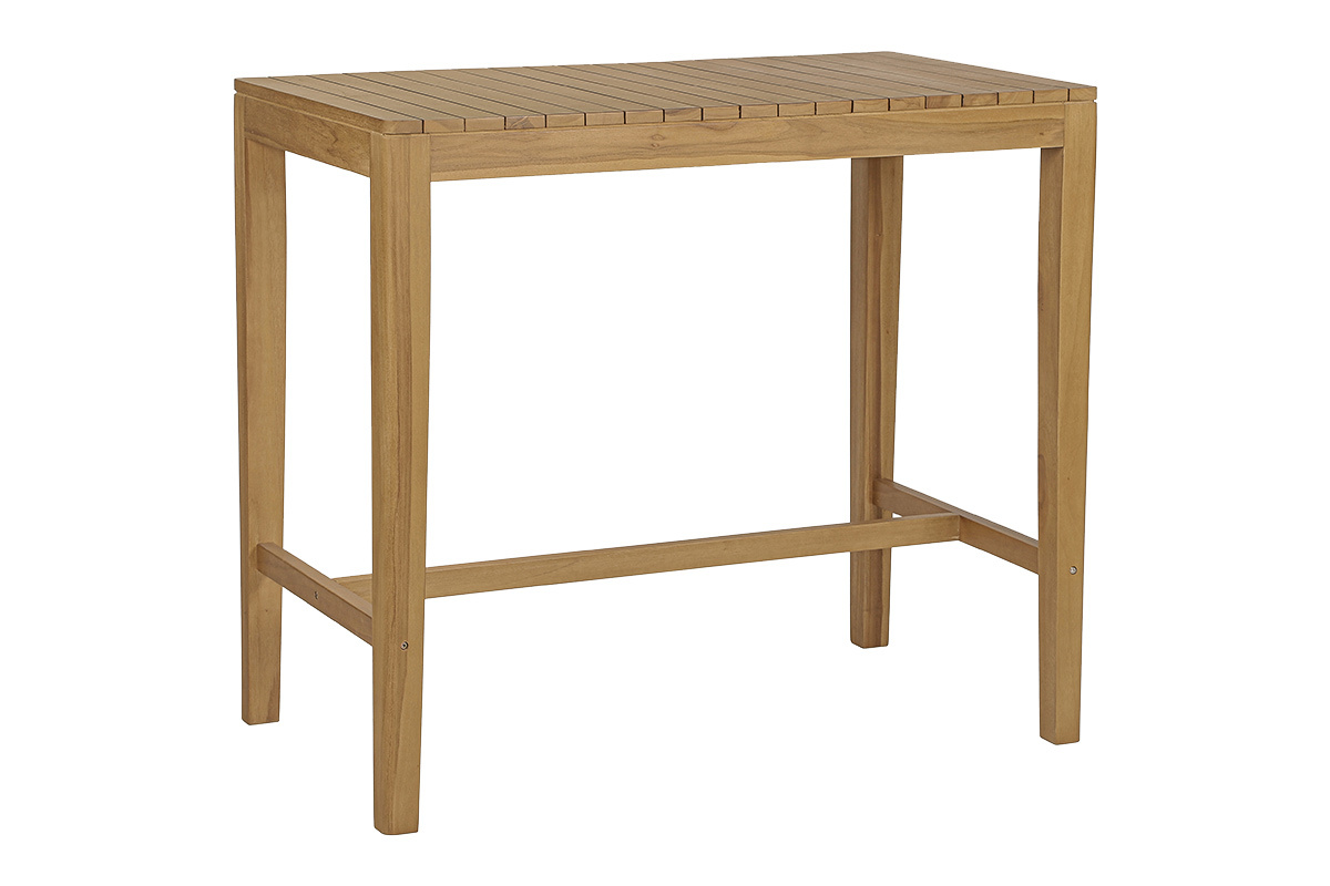 Table haute de jardin rectangulaire en bois teck massif L120 cm GILI