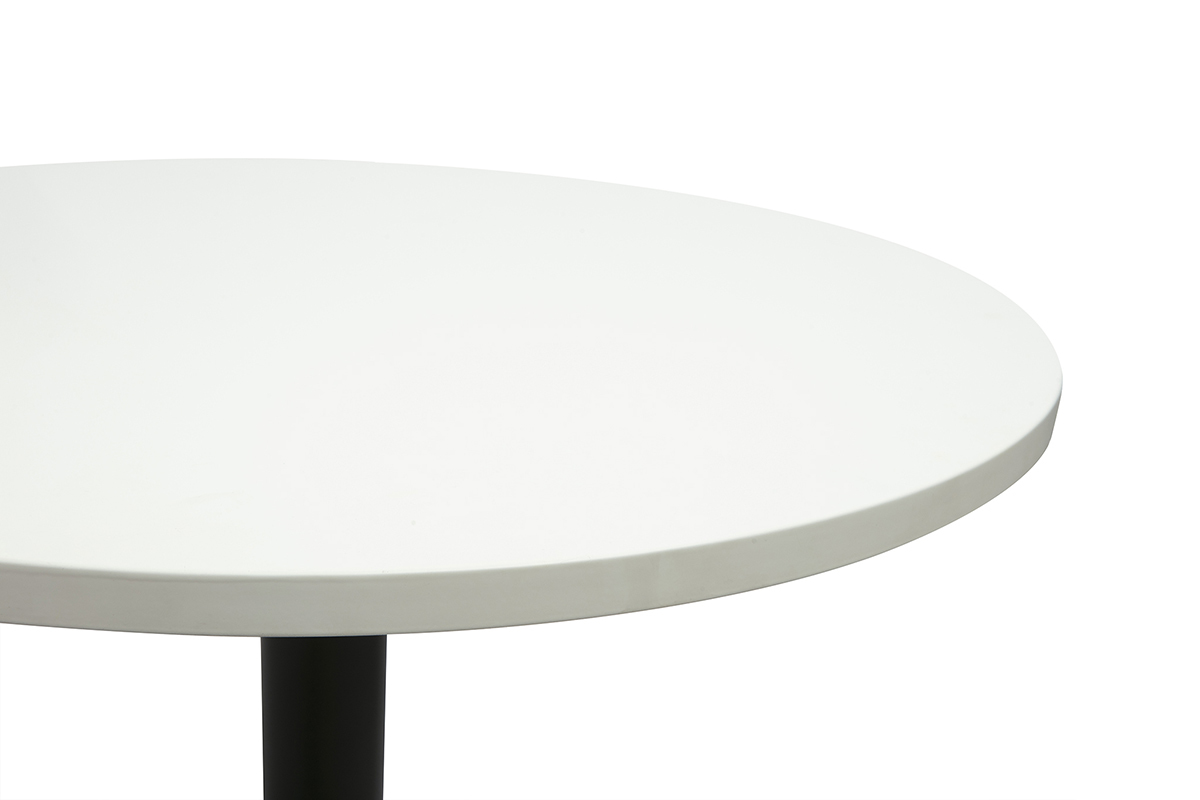 Table haute design ronde blanche et mtal noir D60 cm CALISTA