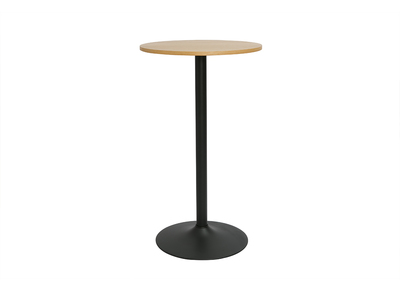 Table haute design ronde en bois clair chêne et métal noir D60 cm CALISTA