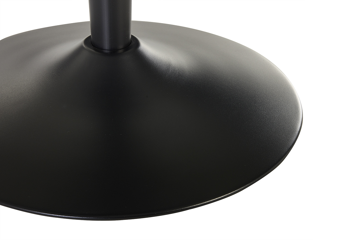 Table haute design ronde en c�ramique noire et m�tal D80 cm MALOU