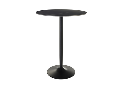 Table haute design ronde en c&eacute;ramique noire et m&eacute;tal D80 cm MALOU