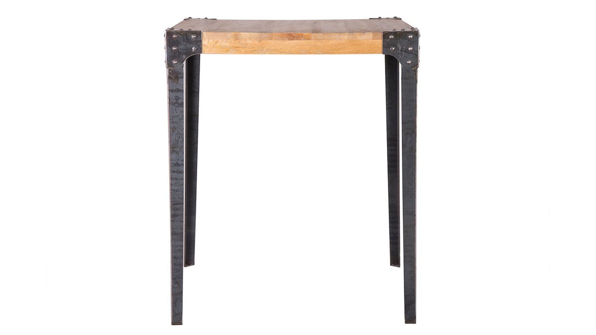 Table haute industrielle carre en manguier massif et mtal  L88 cm MADISON