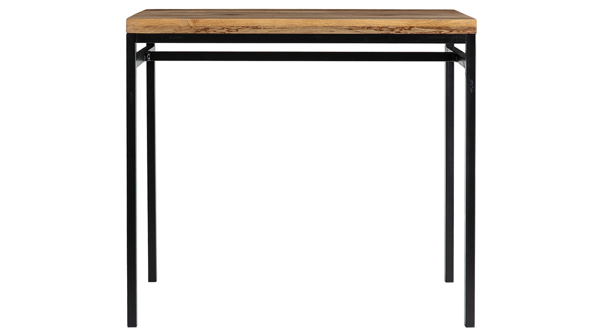 Table haute industrielle en manguier massif et mtal noir L115 cm YPSTER
