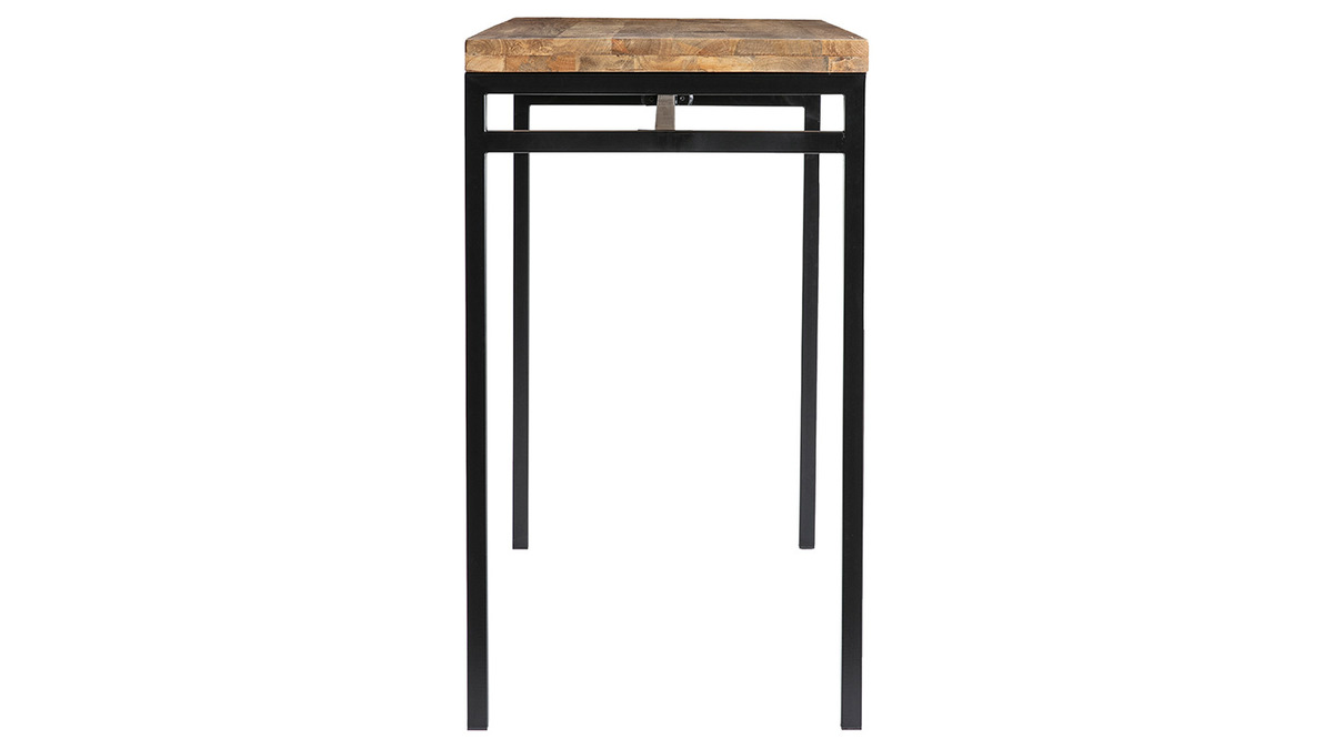 Table haute industrielle en manguier massif et mtal noir L115 cm YPSTER