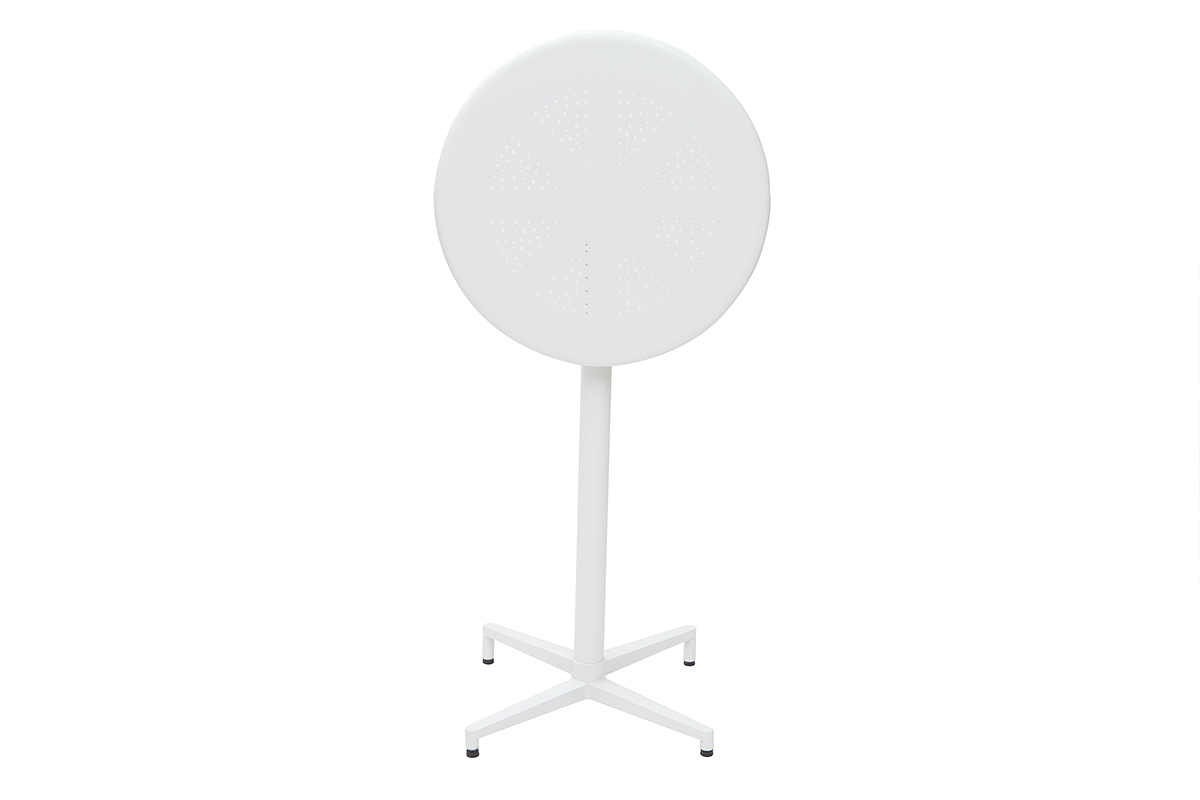 Table haute pliante ronde en m�tal blanc DOTS