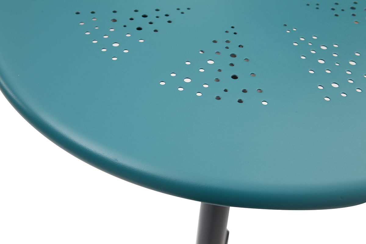 Table haute pliante ronde en m�tal bleu canard DOTS