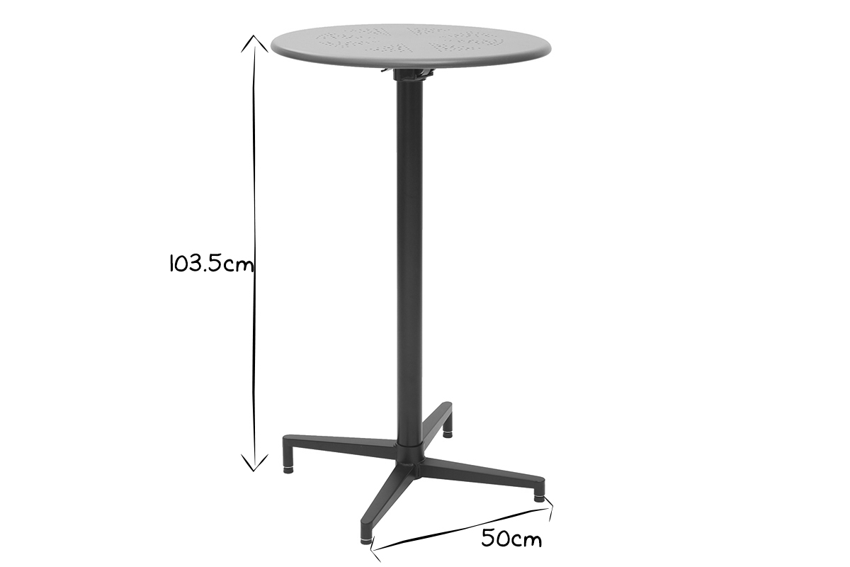 Table haute pliante ronde en m�tal bleu canard DOTS