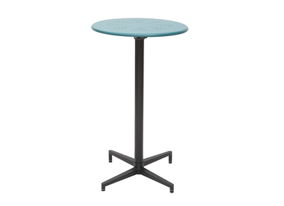 Table haute pliante ronde en m&eacute;tal bleu canard DOTS