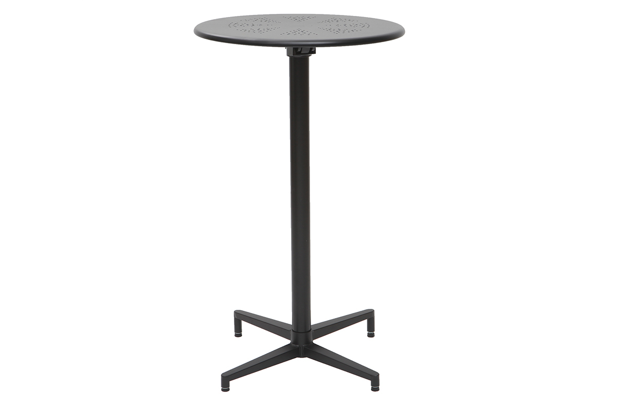 Table haute pliante ronde en m�tal noir DOTS