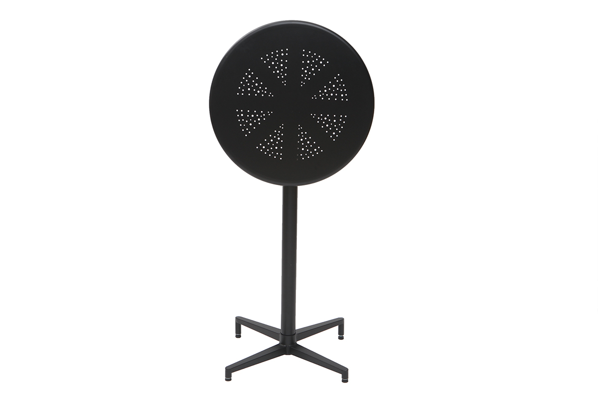 Table haute pliante ronde en m�tal noir DOTS