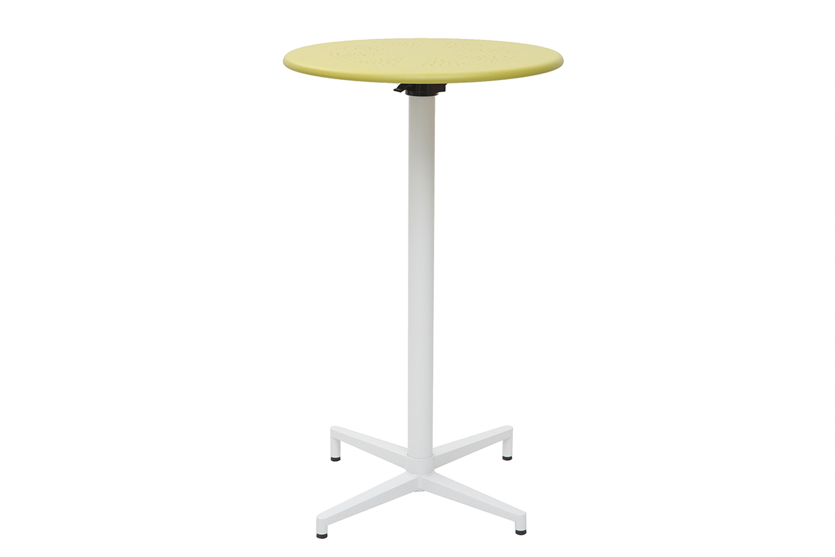 Table haute pliante ronde en mtal vert anis DOTS
