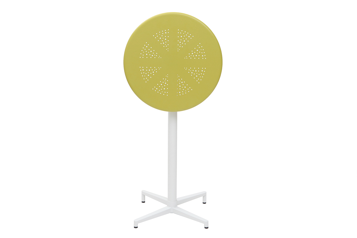 Table haute pliante ronde en mtal vert anis DOTS