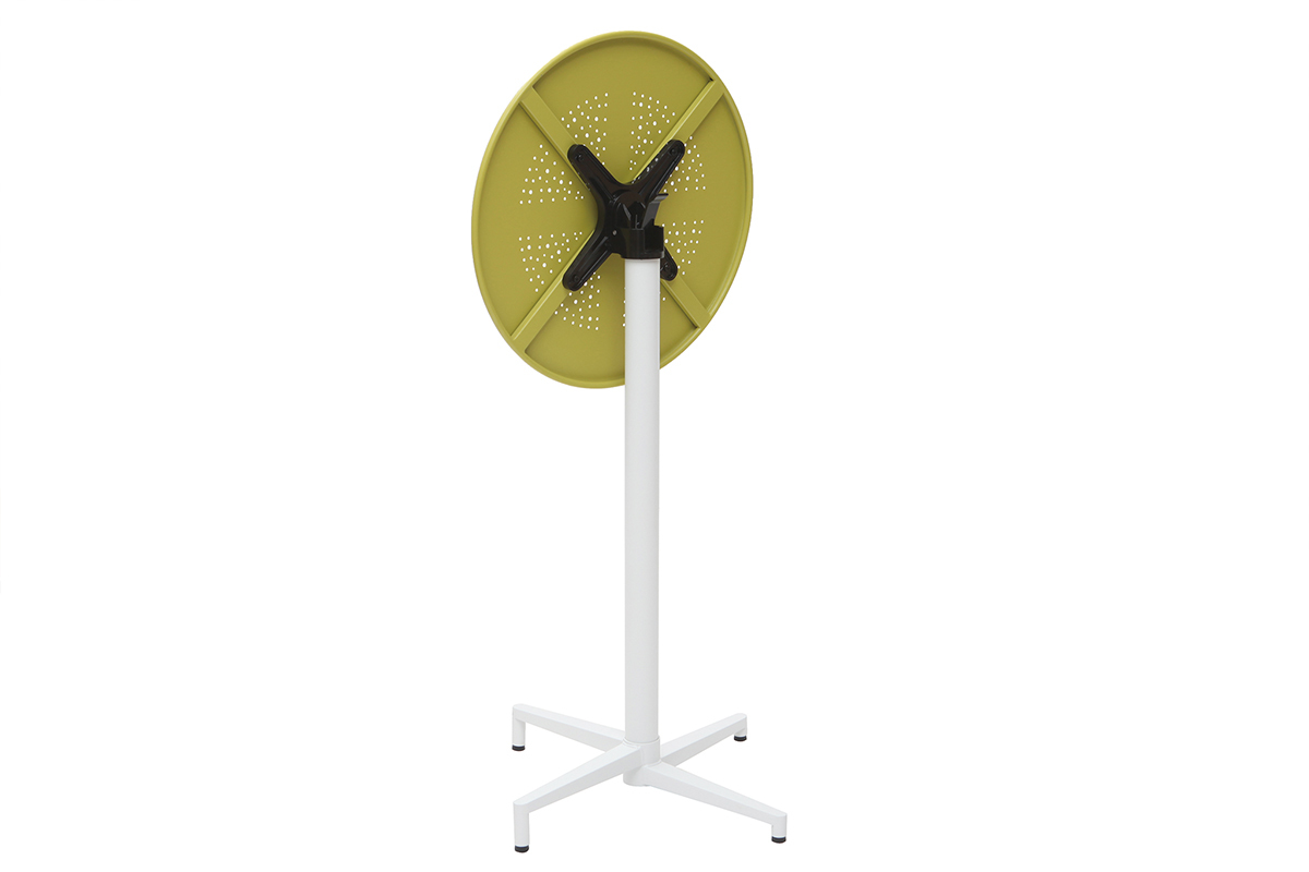 Table haute pliante ronde en mtal vert anis DOTS
