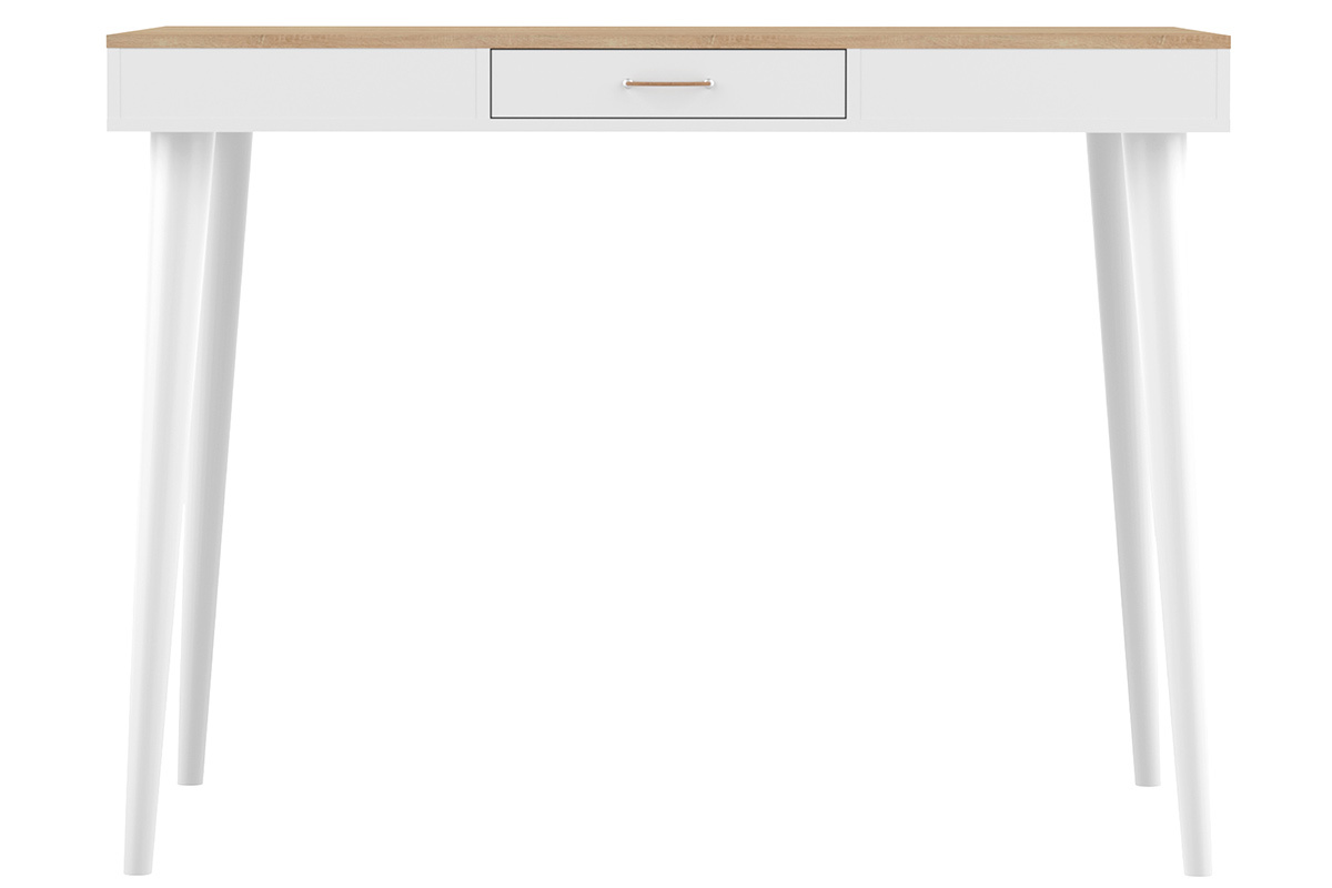 Table haute scandinave blanc et bois STRIPE