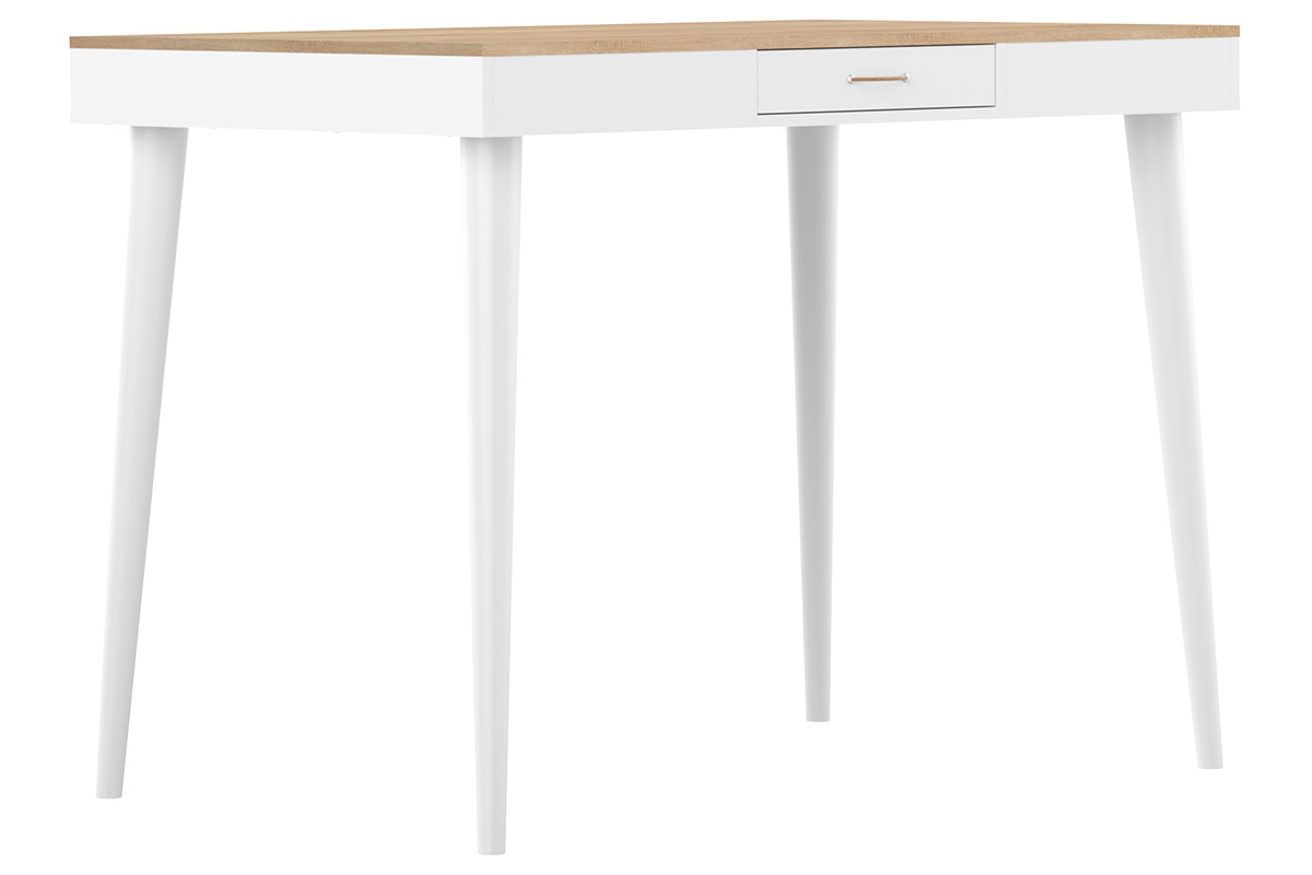 Table haute scandinave blanc et bois STRIPE