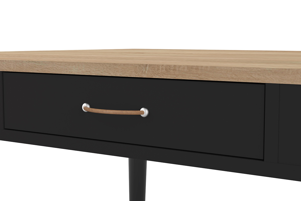 Table haute scandinave noir et bois STRIPE