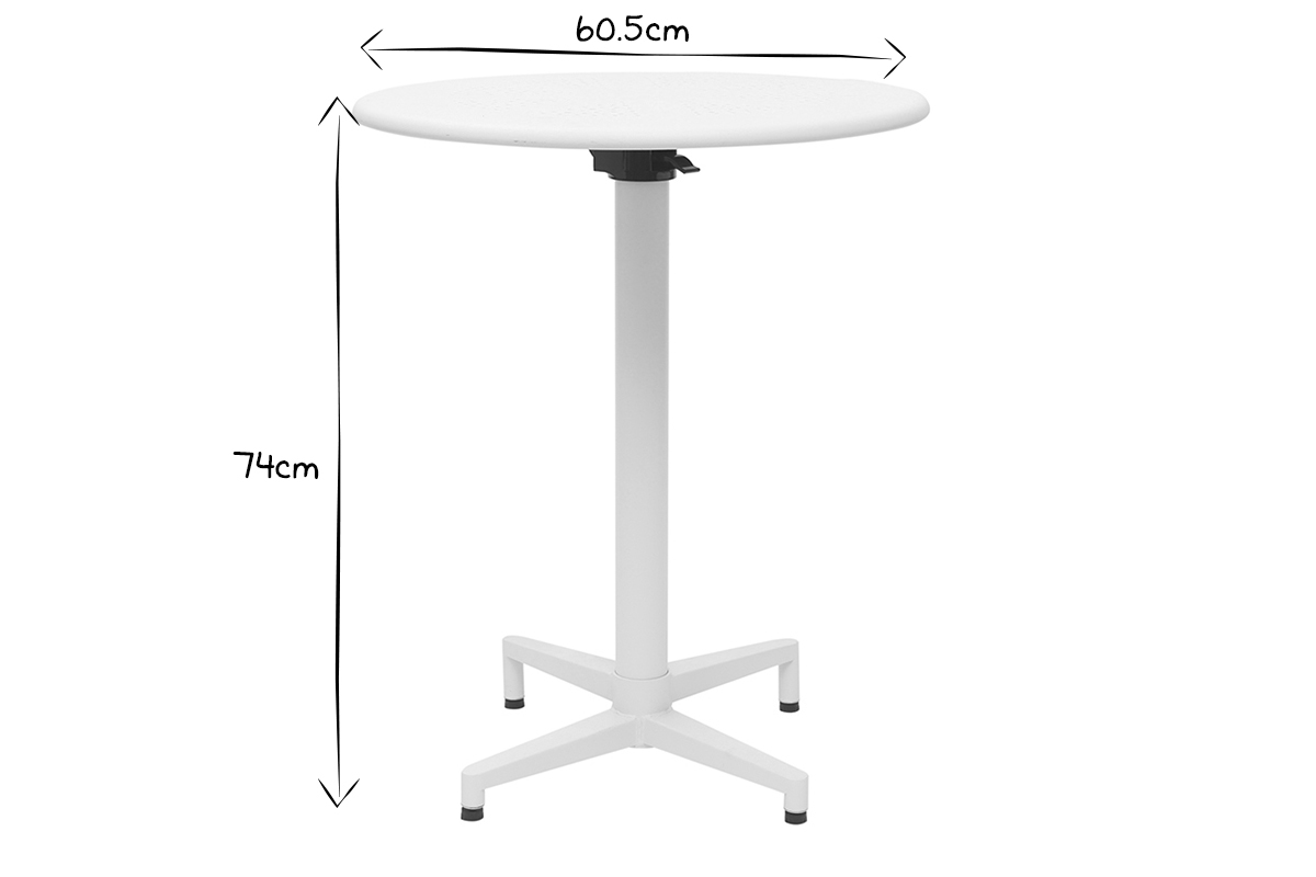 Table pliante ronde en m�tal blanc D60 cm DOTS