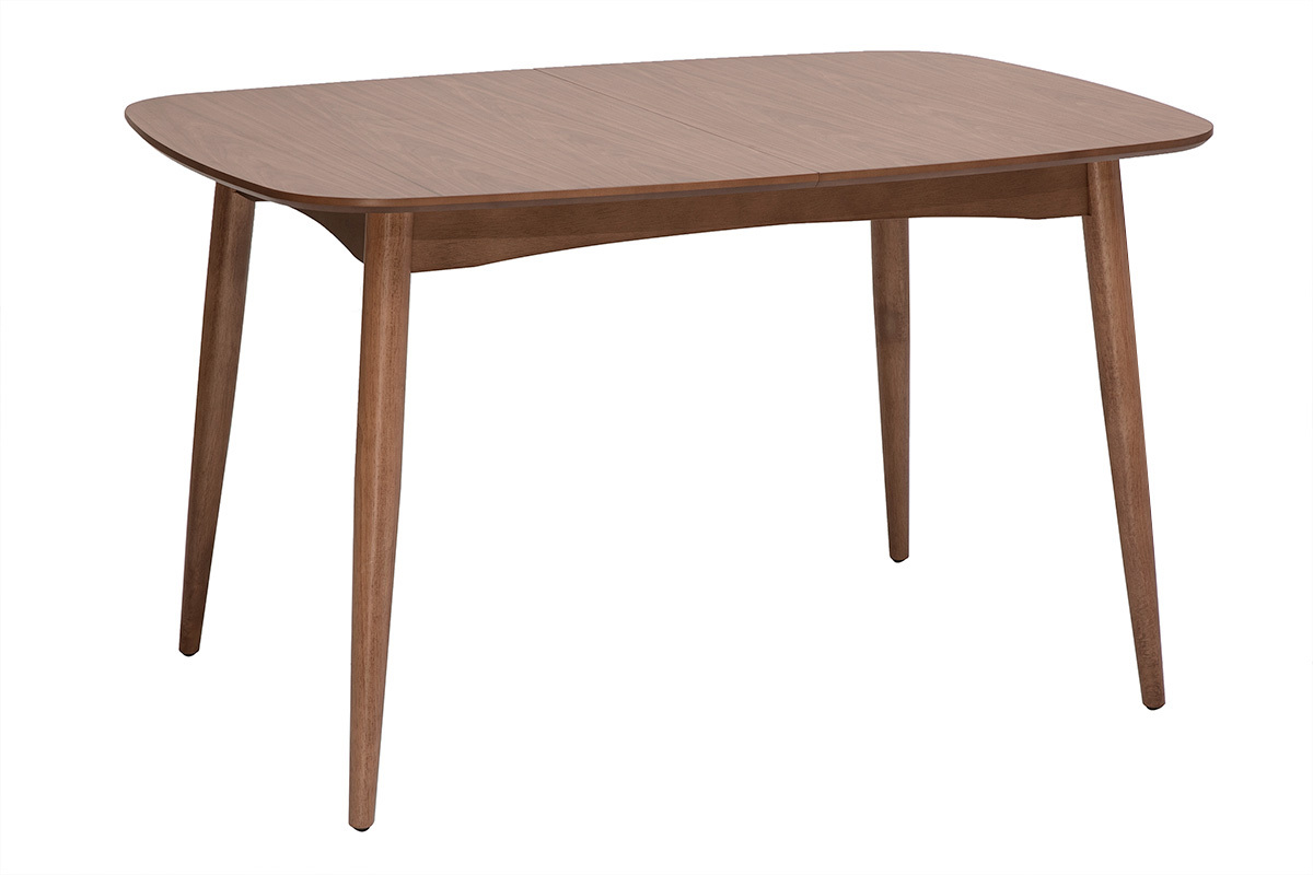 Table rectangulaire extensible avec rallonges int�gr�es en bois fonc� noyer L130-160 cm HELMA