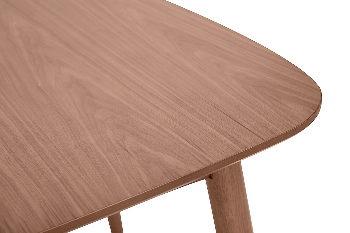 Table rectangulaire extensible avec rallonges int�gr�es en bois fonc� noyer L130-160 cm HELMA