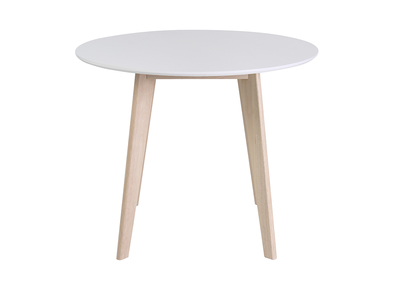 Table ronde blanc et bois 100 cm LEENA