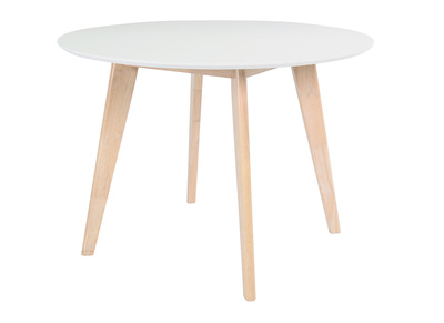 Table ronde blanc et bois D100 cm LEENA