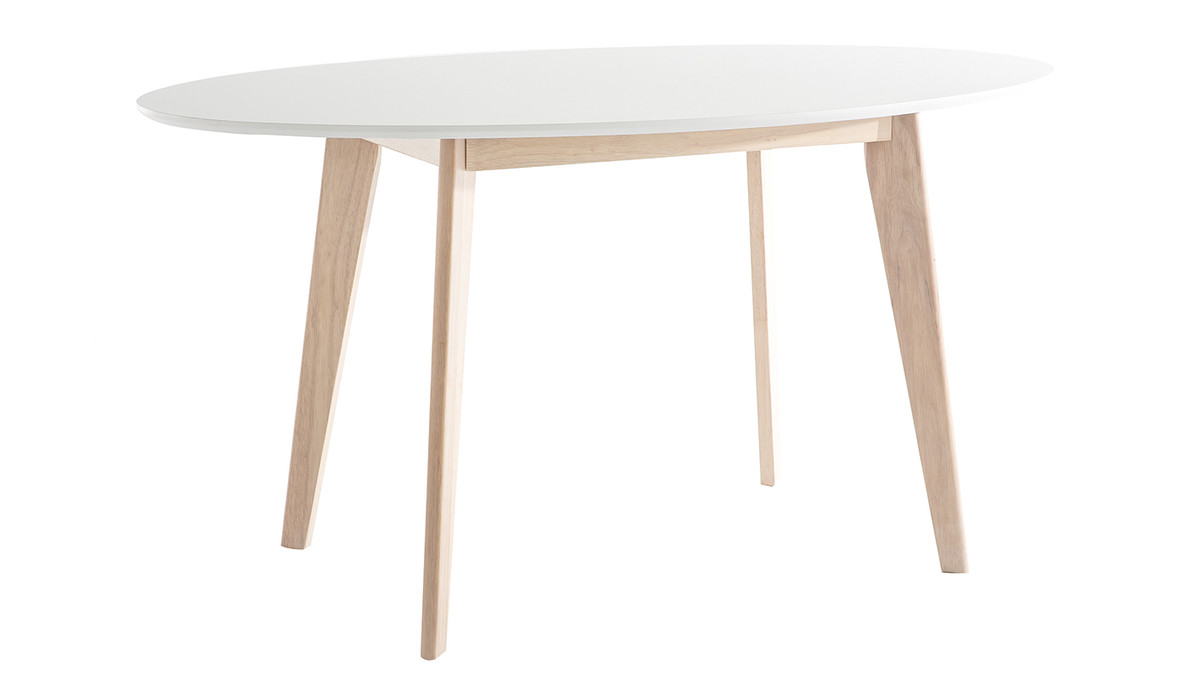 Table scandinave ovale blanche et bois clair L150 cm LEENA