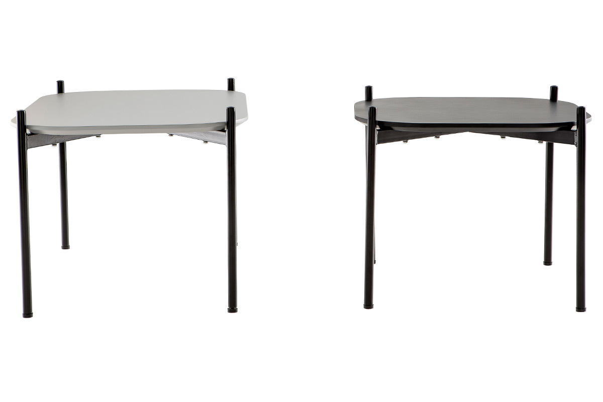 Tables basses design 75 et 50 cm gris/noir pieds m�tal (lot de 2) SEGA