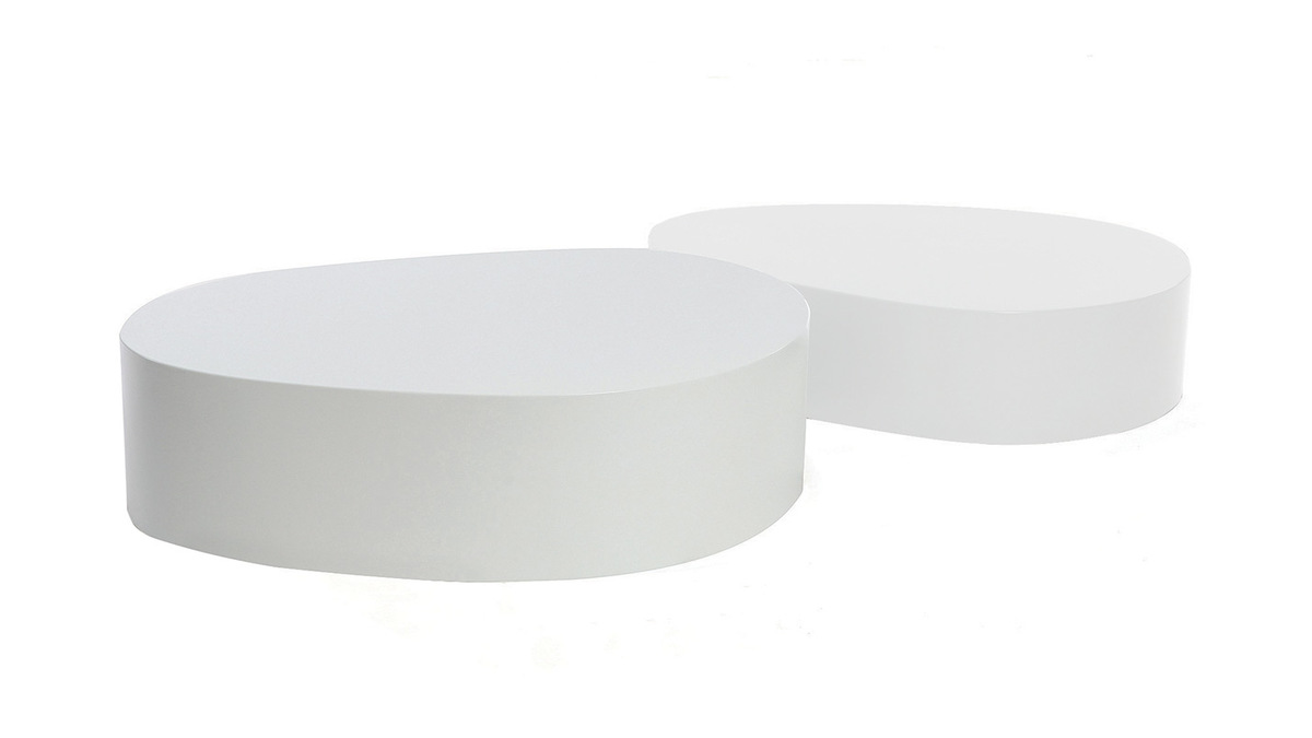 Tables basses design blanches mat (lot de 2) CAMILLE