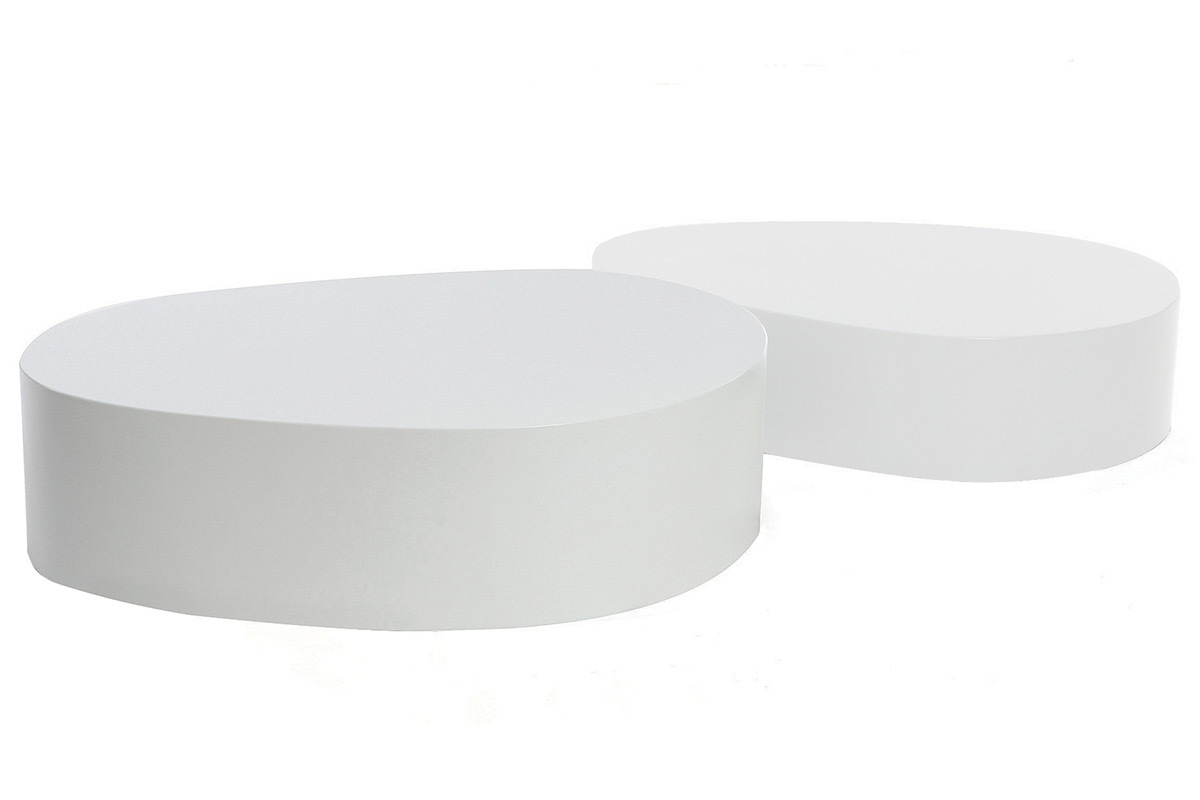 Tables basses design blanches mat (lot de 2) CAMILLE