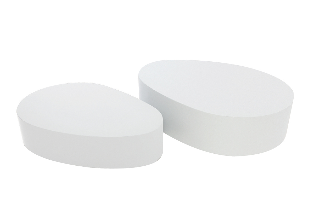 Tables basses design blanches mat (lot de 2) CAMILLE