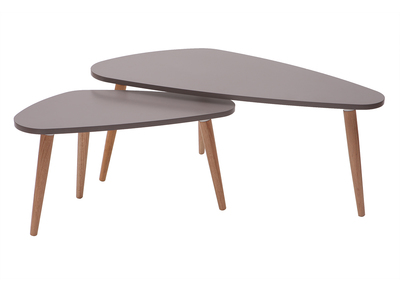 Tables basses design gris clair et bois naturel (lot de 2) ARTIK