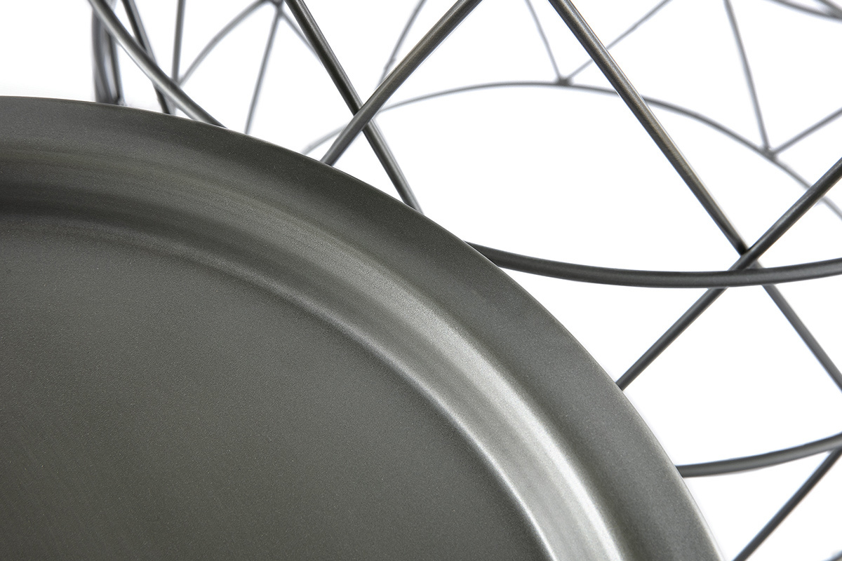 Tables basses gigognes avec plateaux amovibles en acier gris (lot de 3) TREKEN