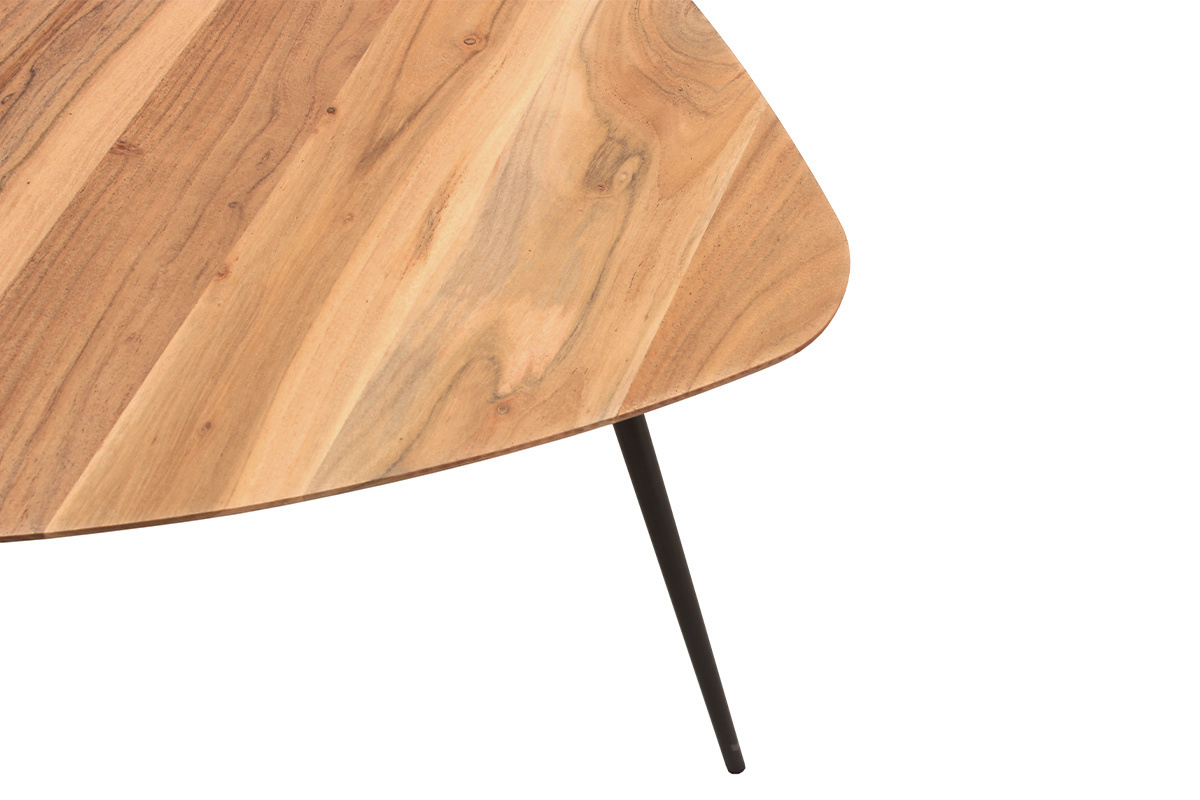 Tables basses gigognes bois massif et mtal noir (lot de 2) STONES